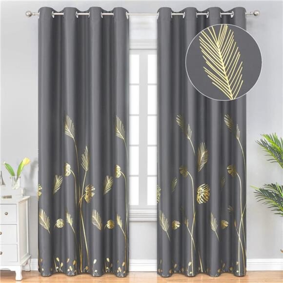 Blackout Curtains & Drapes 84 Inches Length 2 Panels Set for Living Room - Picture 1 of 7